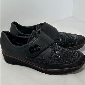 Rieker 537CO Black Patterned Loafers